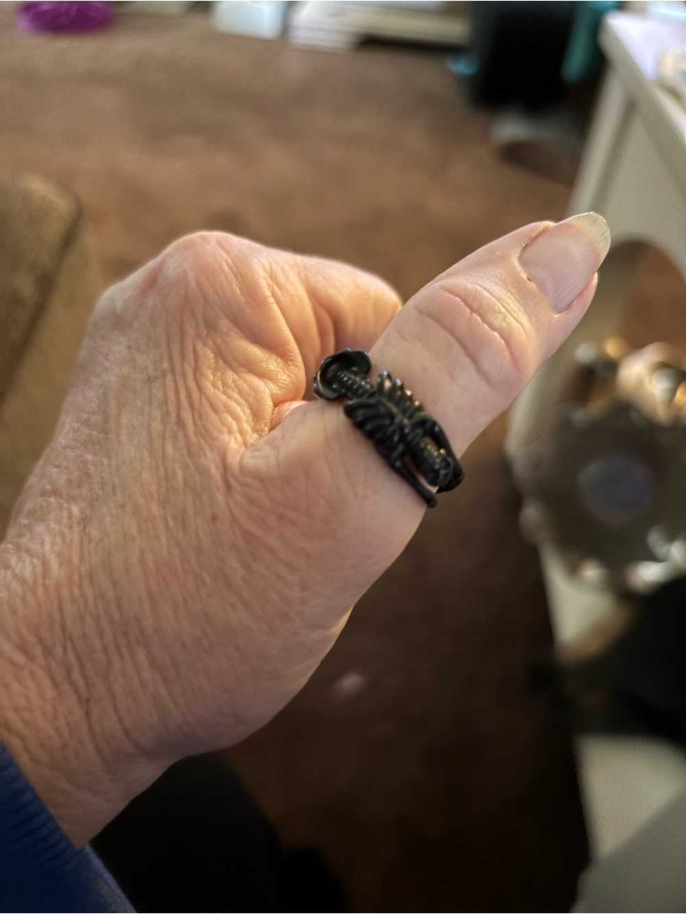 Black Men’s Skeleton Detail Ring - Unbranded Goth Size 12 Néw With Box